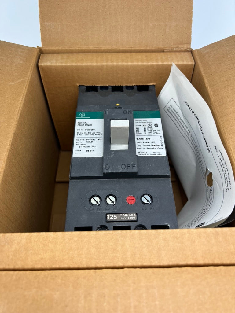 GE TFJ236125WL Circuit Breaker 125 Amp 3 Pole Type TFJ 600VAC 3P 125A *NEW