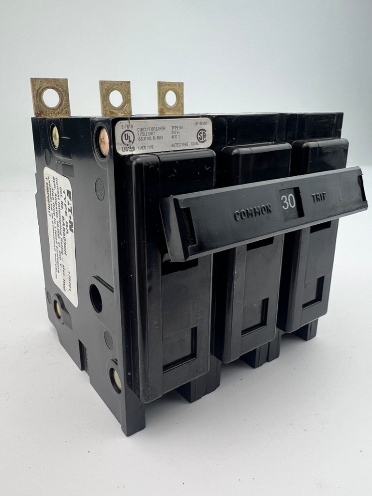Eaton BAB3030H 3 Pole 30 Amp Type BA Circuit Breaker Bolt On 240VAC 30A 3P — NEW