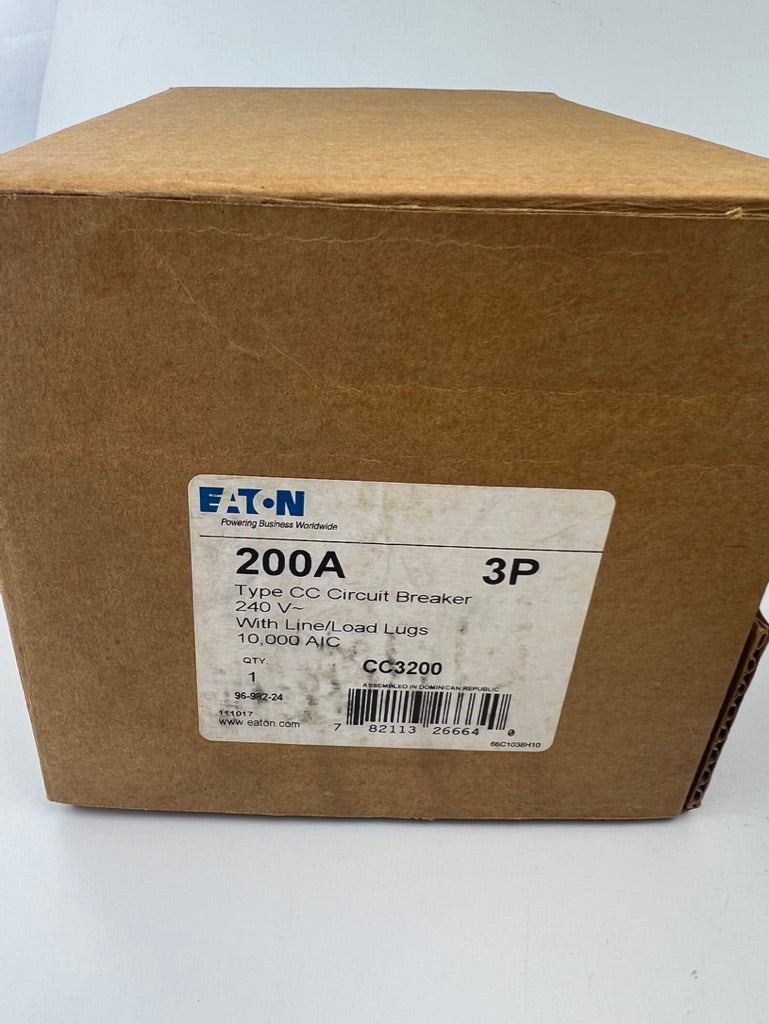Eaton CC3200 200 Amp 3 Pole Circuit Breaker Type CC 240V 200A 3P *NEW No Packaging