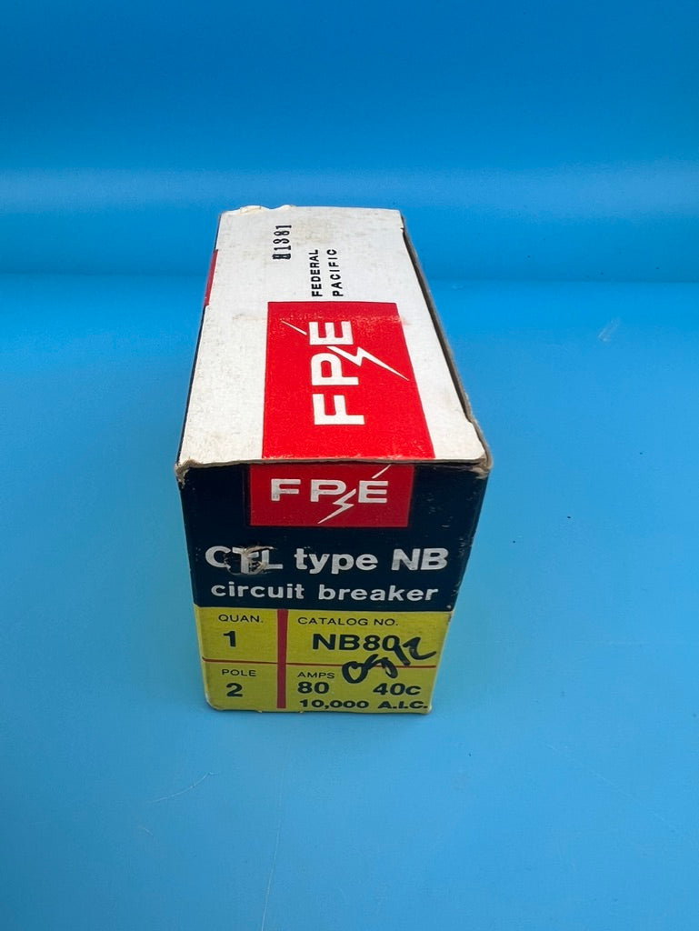 Federal Pacific 80 Amp 2 Pole Type NB Circuit Breaker FPE Bolt On 80A *BRAND NEW