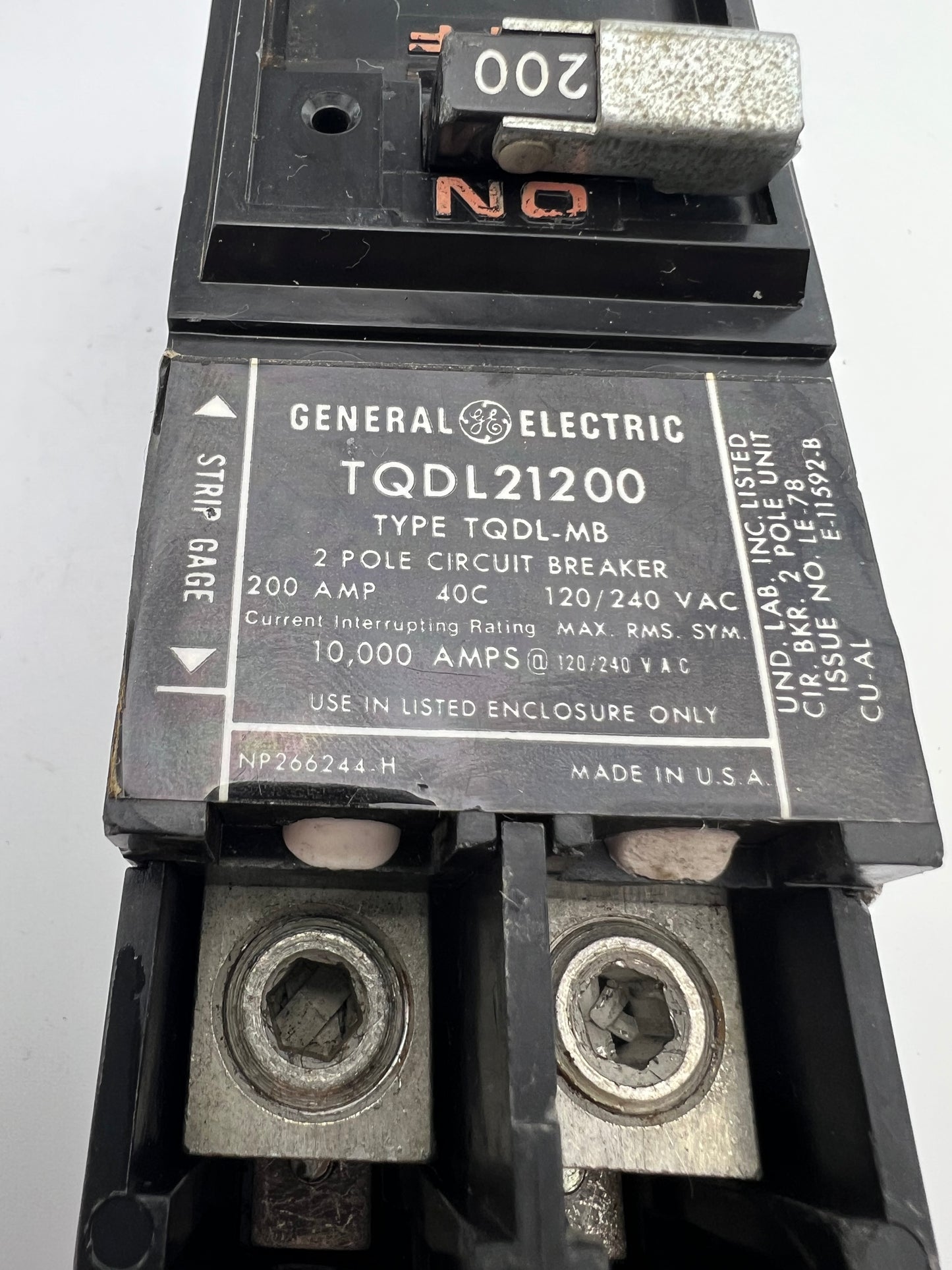 GE TQDL21200 Circuit Breaker 200 Amp 2 Pole TQDL-MB 240VAC General Electric 200A
