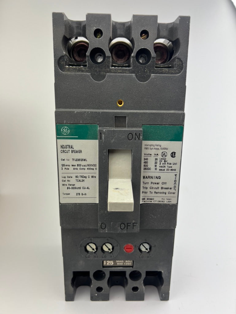 GE TFJ236125WL Circuit Breaker 125 Amp 3 Pole Type TFJ 600VAC 3P 125A *NEW
