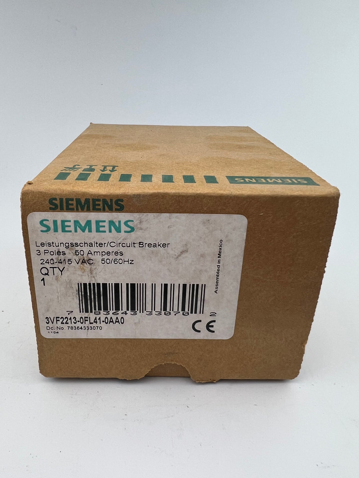 Siemens 3VF2213-0FL41-0AA0 Circuit Breaker 50 amp 3 Pole 240-415VAC β BRAND NEW