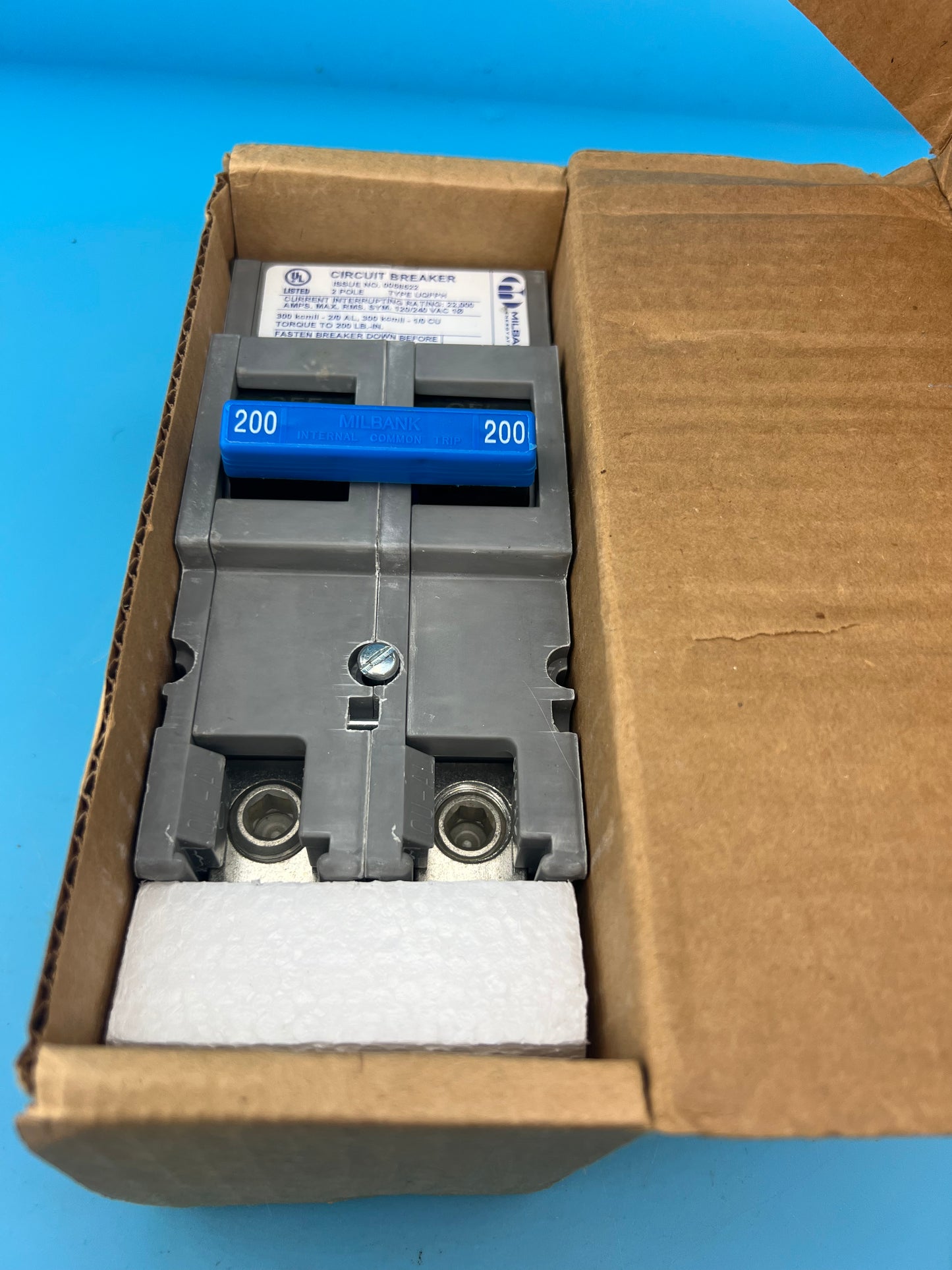Milbank 200 Amp 2 Pole Type UQFPH Circuit Breaker 240VAC UQFPH200 Zinsco *NEW