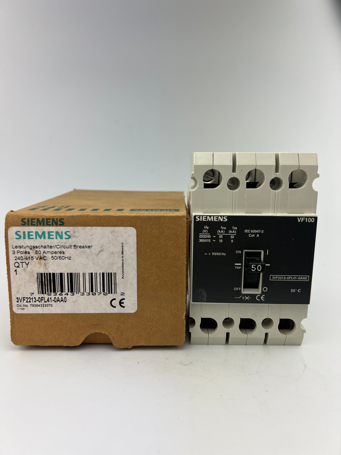 Siemens 3VF2213-0FL41-0AA0 Circuit Breaker 50 amp 3 Pole 240-415VAC β BRAND NEW