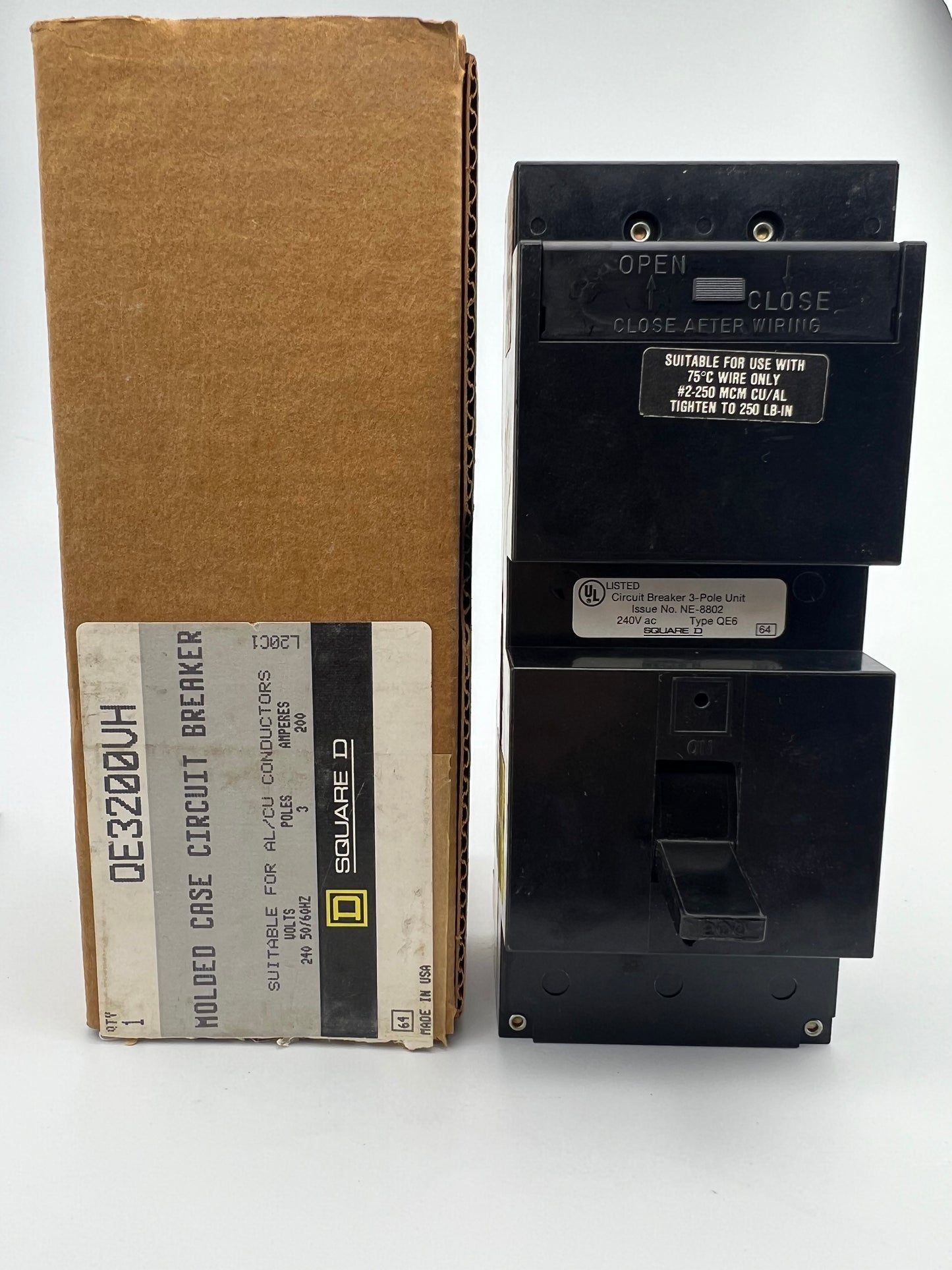 Square D QE3200VH 200 Amp 3 Pole Circuit Breaker QE6 240VAC 200A 3P BRAND NEW