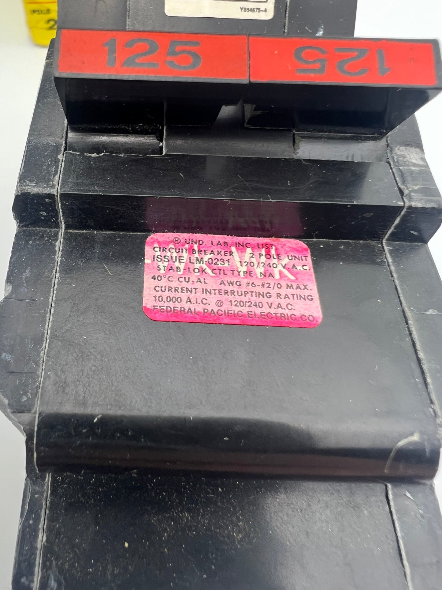 Federal Pacific 125 Amp 2 Pole Circuit Breaker NA2125 240V 2P 125A Type NA *NEW
