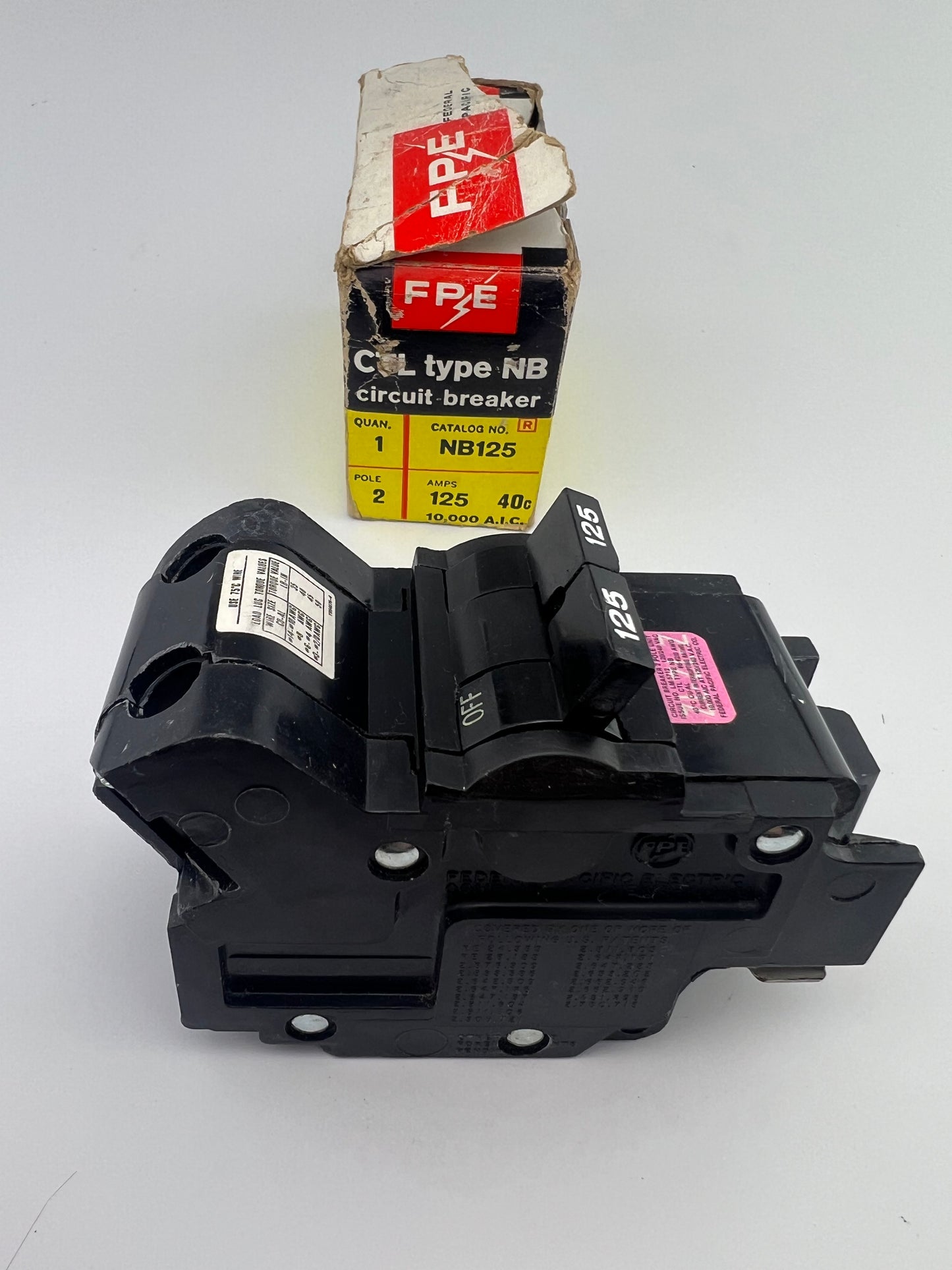 Federal Pacific 125 Amp 2 Pole NB Circuit Breaker FPE NB125 240V 125A 2P *NEW