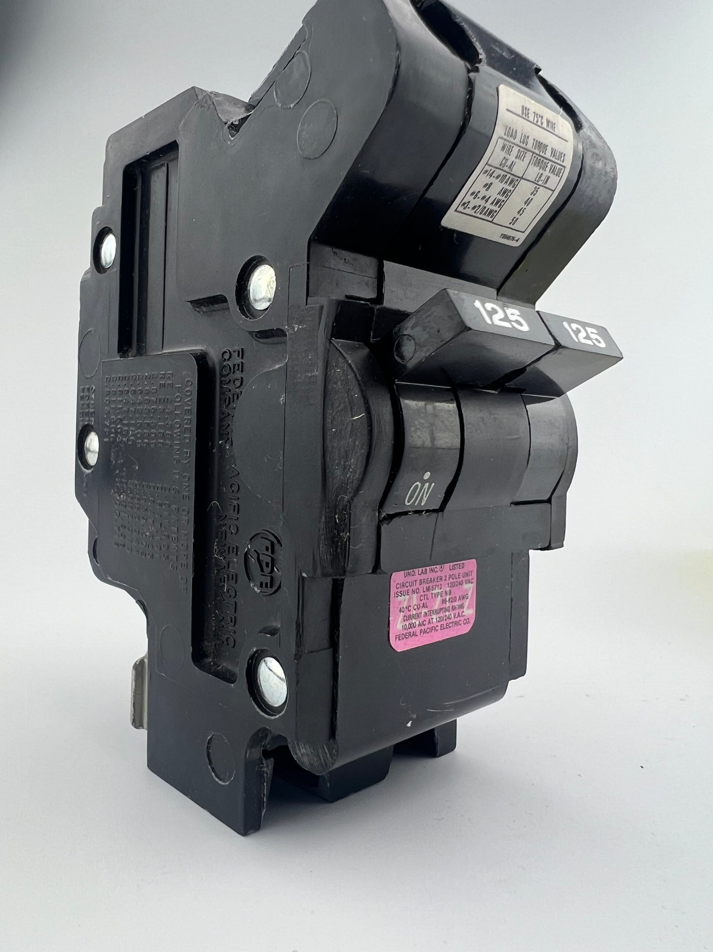 Federal Pacific 125 Amp 2 Pole NB Circuit Breaker FPE NB125 240V 125A 2P *NEW