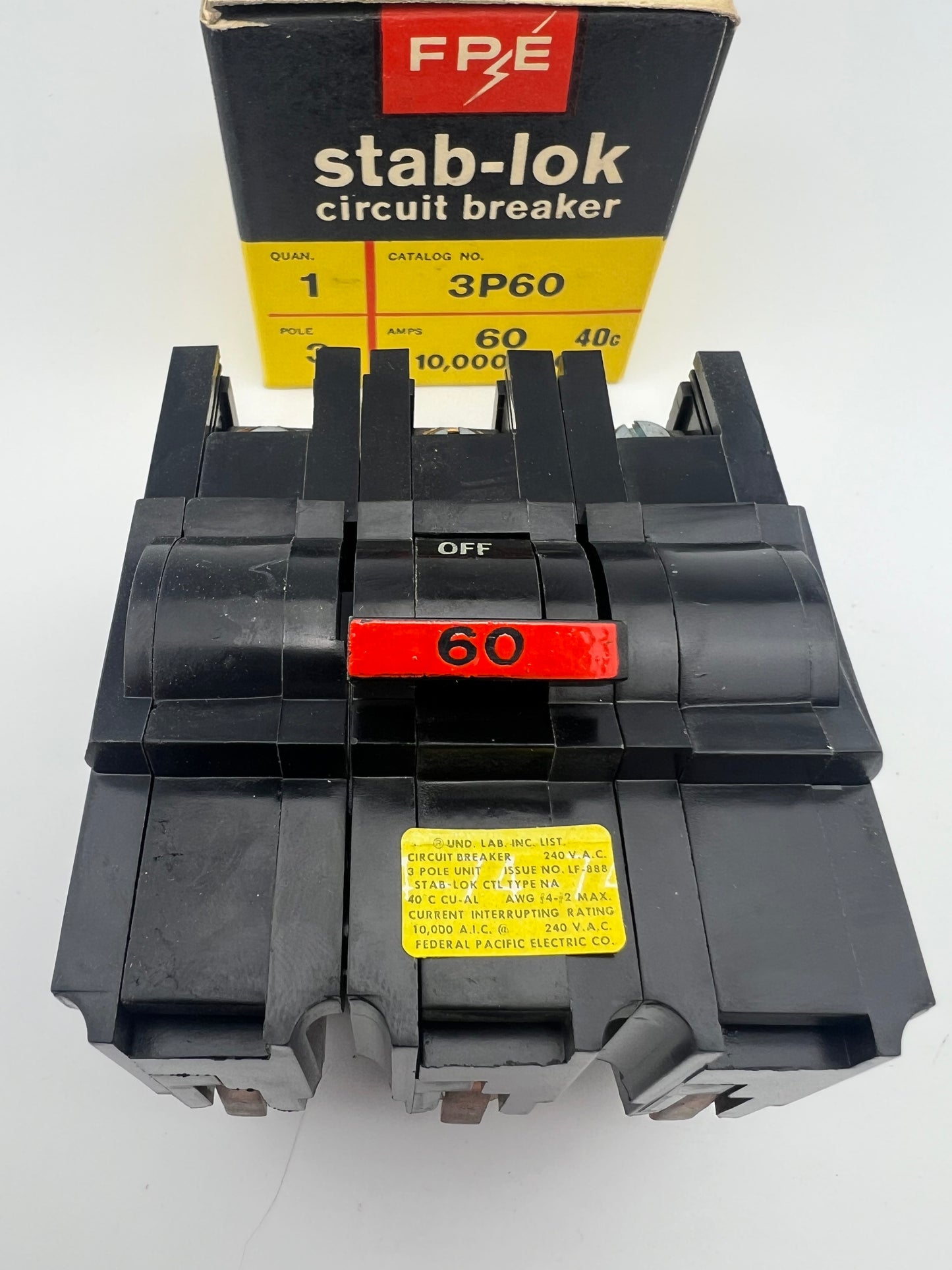 Federal Pacific 60 Amp 3 Pole Type NA Circuit Breaker FPE 240V 3P60 NEW