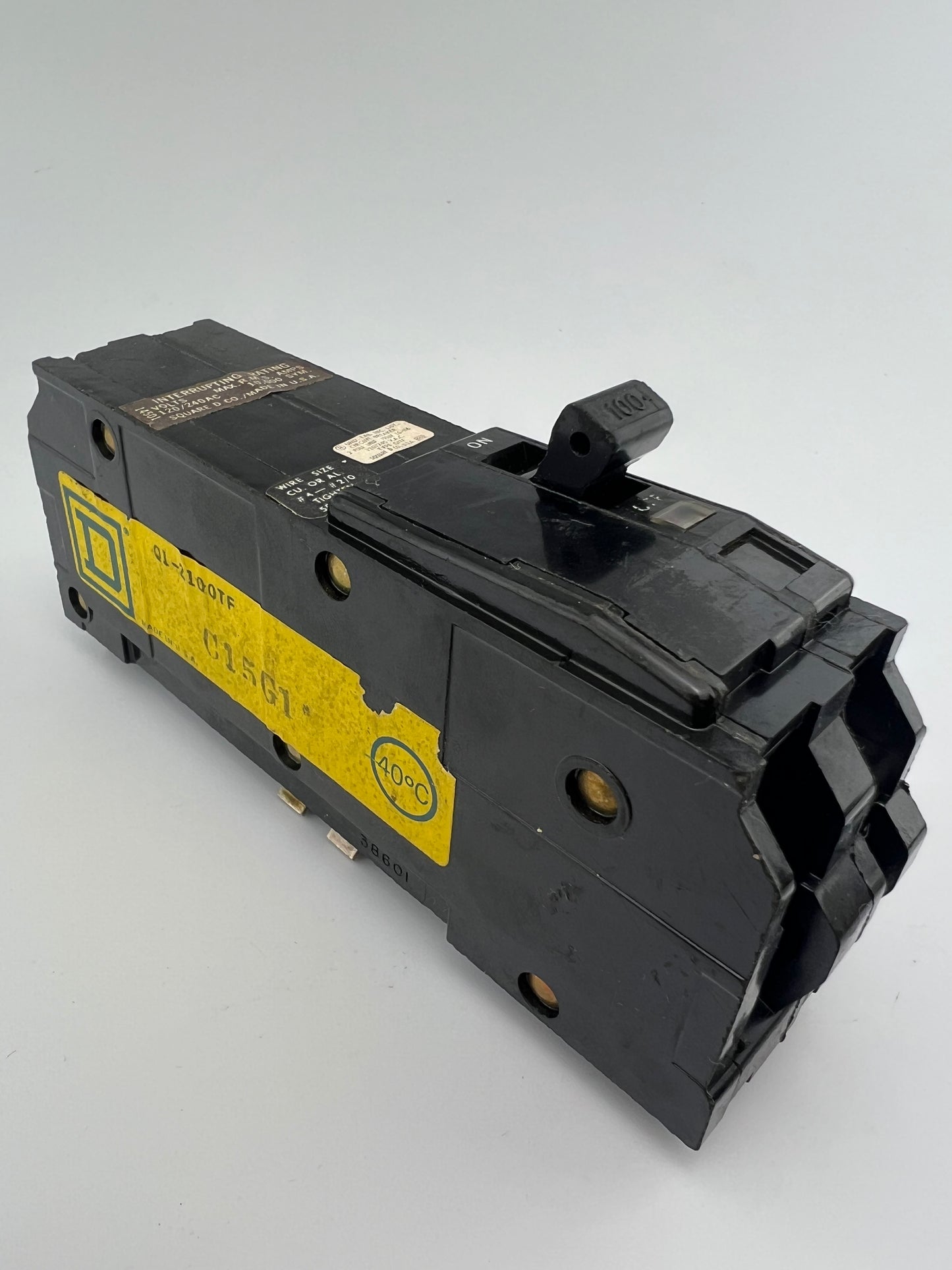 Square D Q12100TF 100 Amp 2 Pole Circuit Breaker Type Q1TF Top Feed 240VAC