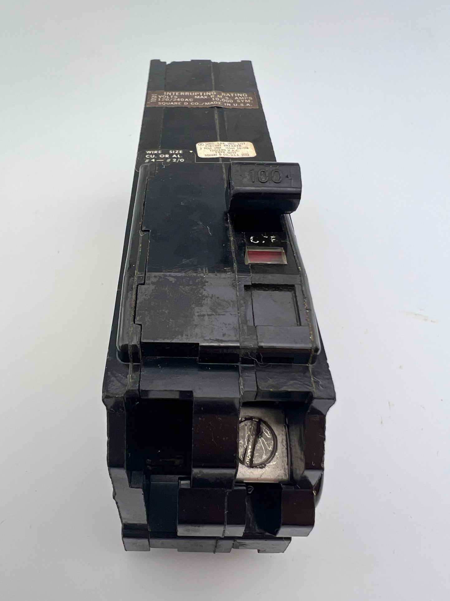 Square D Q12100TF 100 Amp 2 Pole Circuit Breaker Type Q1TF Top Feed 240VAC