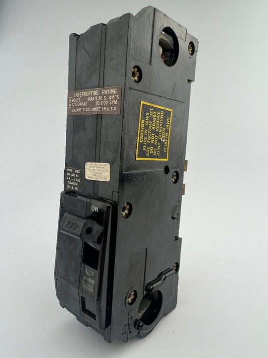 Square D Q12100TF 100 Amp 2 Pole Circuit Breaker Type Q1TF Top Feed 240VAC