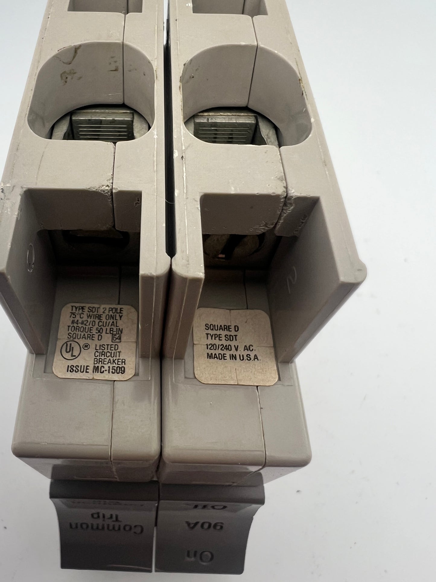 Square D SDT290 90 Amp 2 Pole Circuit Breaker Trilliant Plug On 240VAC 90A 2P