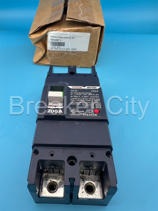 Generac GBU 202b 200 Amp 2 Pole Circuit Breaker 120/240V 225AF 2P 200A