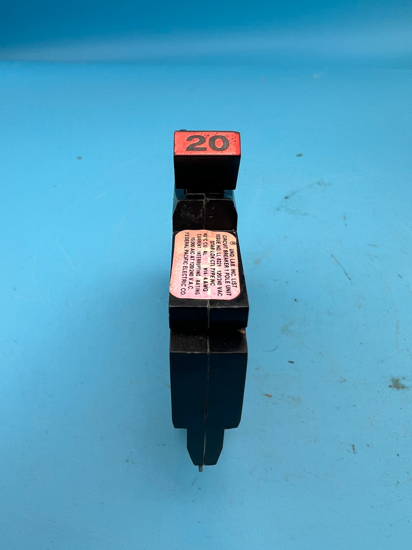 Federal Pacific 20 Amp 1 Pole Type NC Circuit Breaker FPE 1/2" (Thin) Stab-Lok