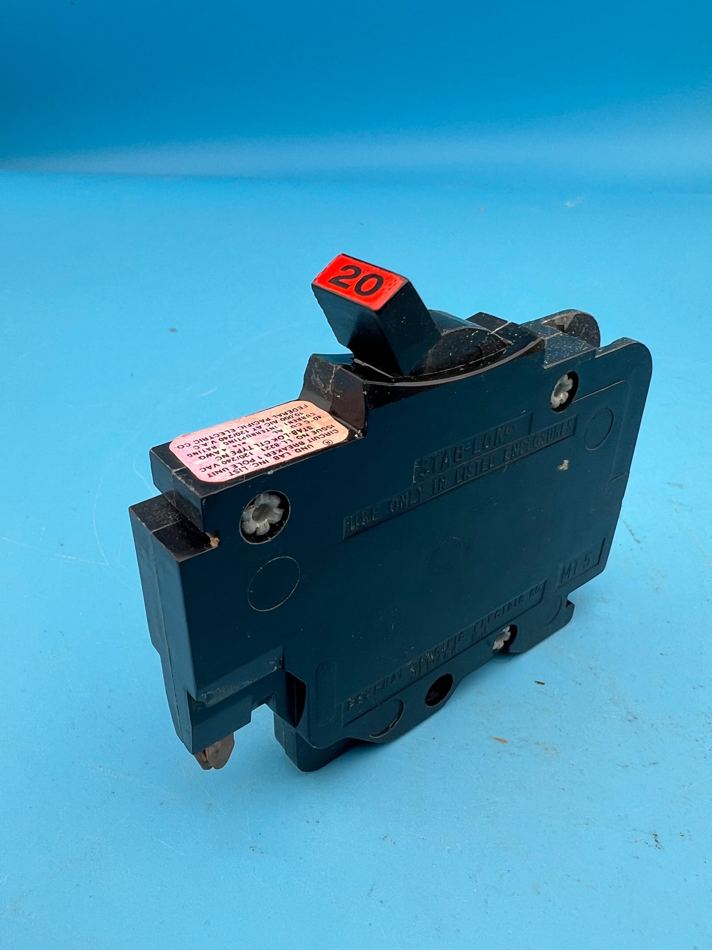 Federal Pacific 20 Amp 1 Pole Type NC Circuit Breaker FPE 1/2" (Thin) Stab-Lok