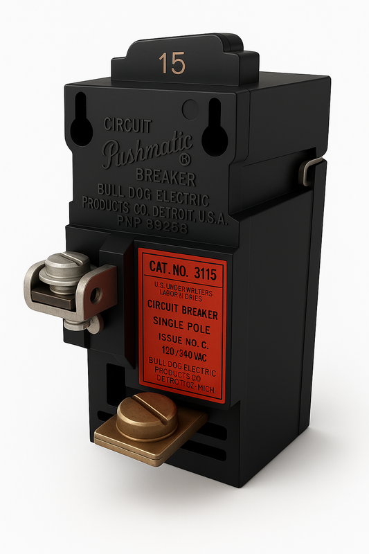 Pushmatic P115 15 Amp 1 Pole Circuit Breaker Type P Bulldog 15A 1P 120VAC