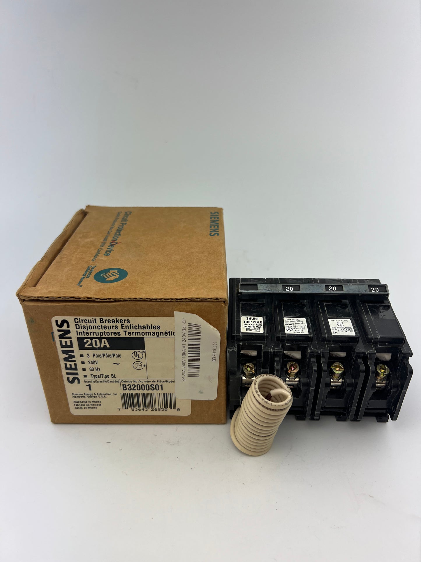 Siemens B32000S01 20A 3 Pole Shunt Trip Circuit Breaker 240V Type BL – NEW