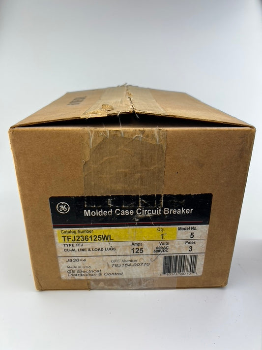 GE TFJ236125WL Circuit Breaker 125 Amp 3 Pole Type TFJ 600VAC 3P 125A *NEW