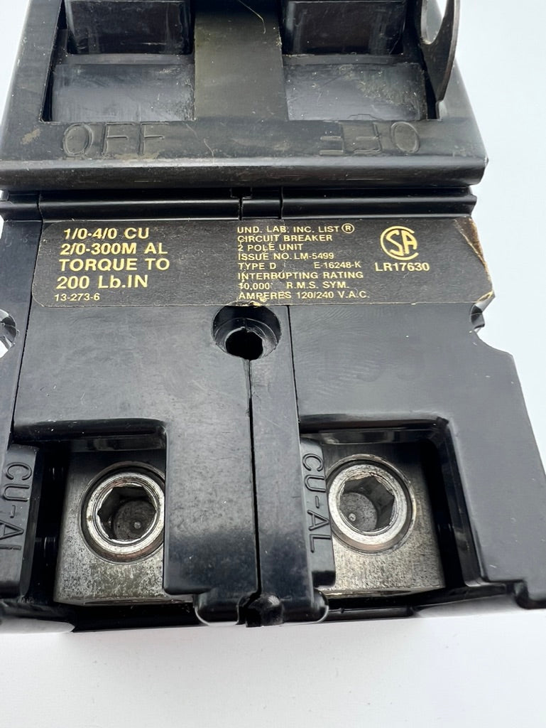 GTE Sylvania QFB24 200 Amp 2 Pole Circuit Breaker Type D Challenger 200A 2P 240V