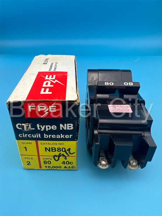 Federal Pacific 80 Amp 2 Pole Type NB Circuit Breaker FPE Bolt On 80A *BRAND NEW