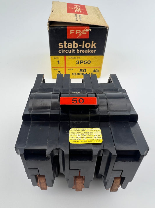 Federal Pacific NA350 50 Amp 3 Pole Circuit Breaker FPE 240V NA 3P 100A *NEW