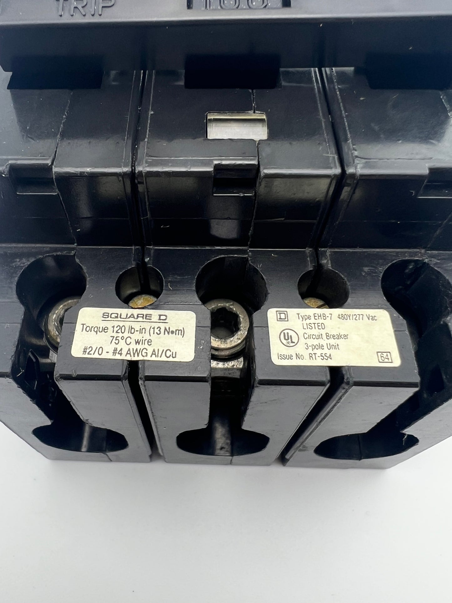 Square D EHB34100 Circuit Breaker 100 Amp 3 Pole 480Y/277VAC Type EHB-7 100A 3P