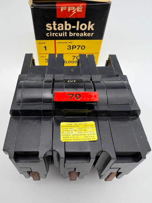 Federal Pacific 70 Amp 3 Pole Type NA Circuit Breaker FPE 240V 70A 3P *NEW READ